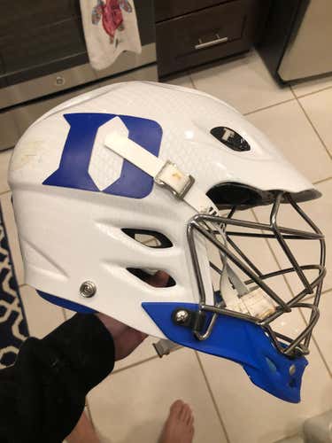 White Carbon Fiber and blue detailed Warrior TII Helmet Adult