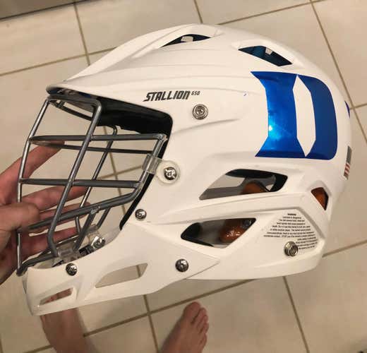 Like New Duke team issued white with blue strip STX Stallion 650 Helmet Adult