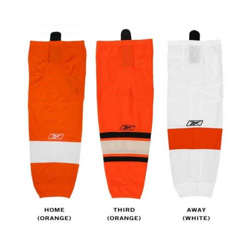New Reebok SX100 Hockey Socks Philadelphia Flyers White Intermediate 26" (2 pair)