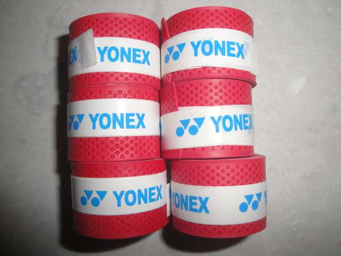 PACK OF 6 RED YONEX TENNIS RACQUET GRIP TAPE NEW