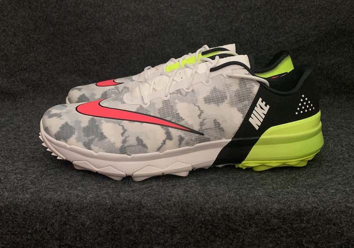 Nike Fl Flex Men's Golf Shoes Spikeless White Volt Pink Camo 849960-101 Size 11.5