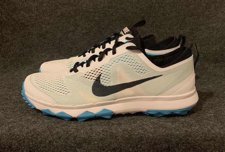 New Nike FI Bermuda Golf Shoes White Omega Blue Black 776121-100  Size 9.5