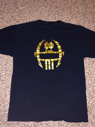 Blue Notre Dame Football Helmet Shirt