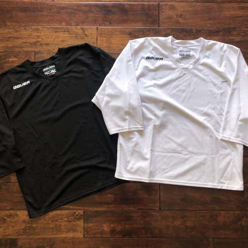 Pair of Bauer Youth / Junior Goalie Cut Practice Jerseys