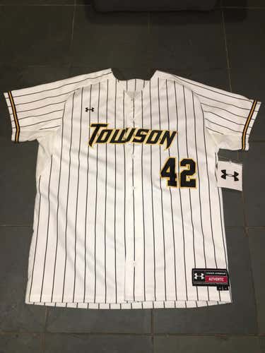 RARE NEW 2012 TOWSON TIGERS #42 Under Armour Baseball Jersey sz 48 XL SEWN