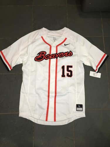 RARE NEW OREGON STATE BEAVERS #15 Baseball Jersey sz LG $110