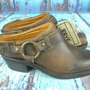 *NEW* Frye 70740 Women's Brown Oiled Leather Belted Harness Mule Shoes Size 7 M