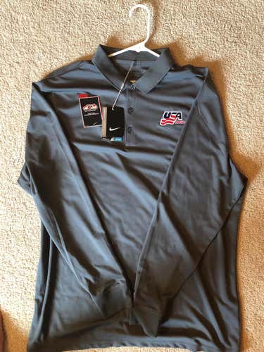 New Nike USA Hockey golf Polo Longsleeve