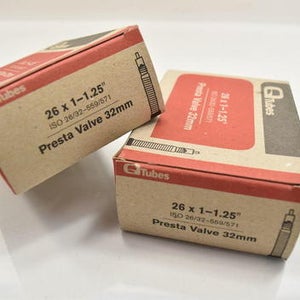 Q-Tubes Bicycle Inner Tube 26 x 1-1.25" 32mm Presta Valve BUNDLE OF 2
