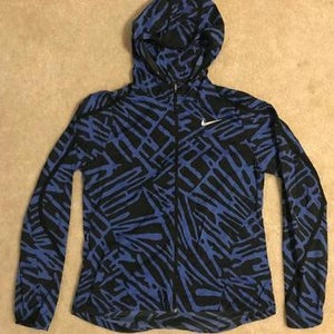 NIKE Womens Dri-Fit Light Weight Water Repellent Running Jacket Blue/Black