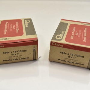 Q-Tubes Bicycle Inner Tube 650c x 18-23mm 26 x 1" 60mm Presta Valve BUNDLE OF 2