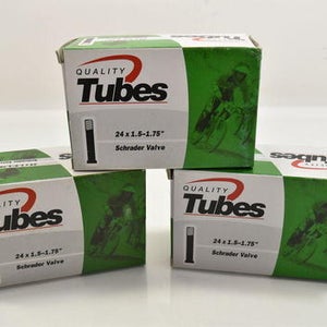Q-Tubes Bicycle Inner Tube 24 x 1.5-1.75" Schrader Valve BUNDLE OF 3