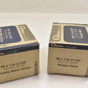 Q-Tubes Bicycle Inner Tube 26 x 1.9-2.125" 32mm Presta Superlight BUNDLE OF 2
