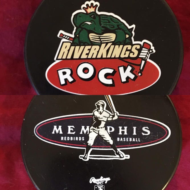 Memphis RiverKings (CHL) & Memphis Redbirds (MiLB) Promo SGA Hockey Puck - RARE