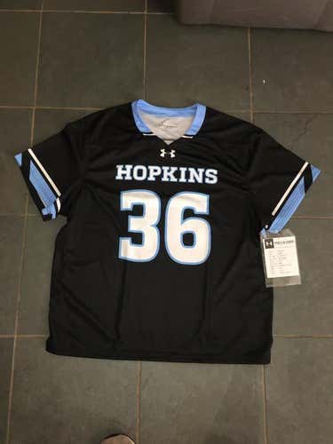 New Under Armour JOHNS HOPKINS #36 Lacrosse Game Jersey LARGE
