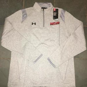 New Maryland Terps Under Armour 1/4 Zip Fleece Pullover MENS LARGE COLD GEAR