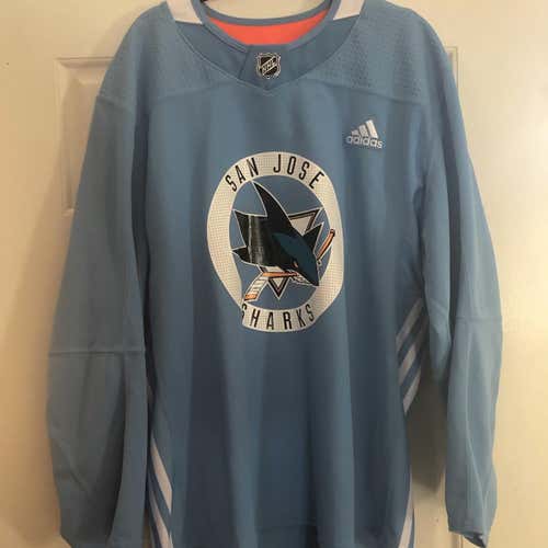 Pair of Pro Stock San Jose Sharks Adidas Practice Jerseys Sz 56