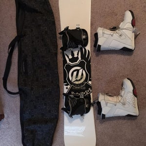 Snowboard, Boots, Bindings, And Bag
