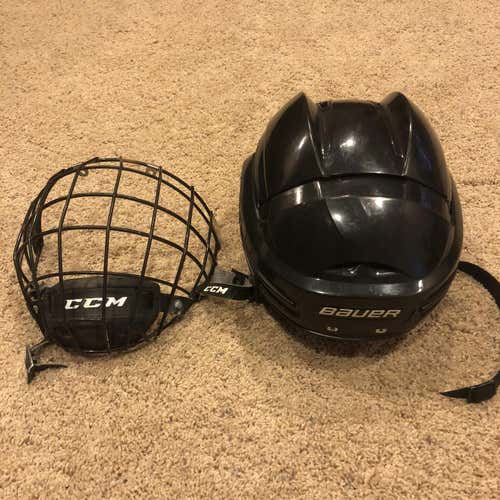 Bauer 9500 Black Helmet Size Medium Combo With Ccm Fm580
