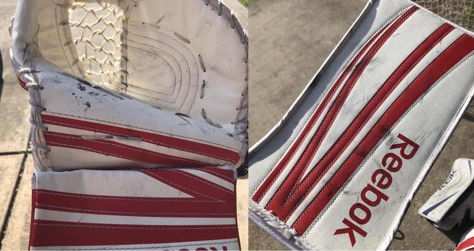 Reebok 14k BLOCKER AND GLOVE Junior, White/Red