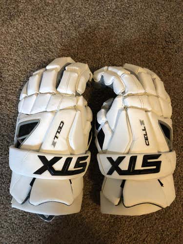 STX Cell IV Lacrosse Gloves - White, Worn 3 times
