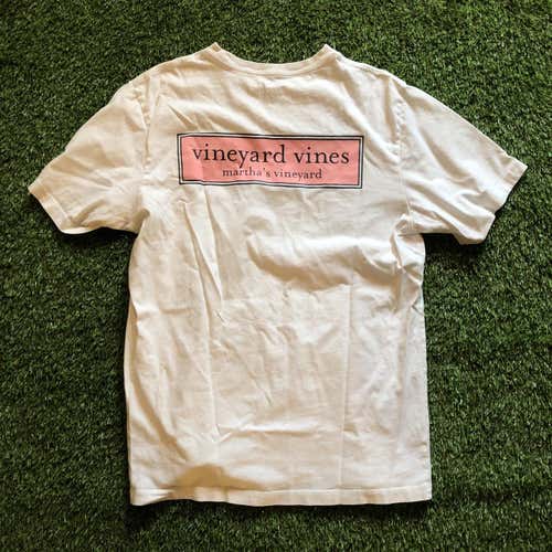 Men’s Small Vineyard Vines Box Logo White Tee Shirt