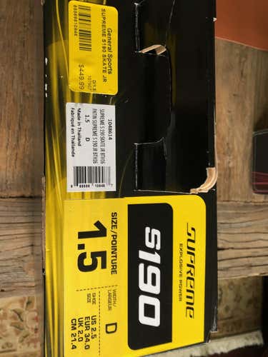 New Bauer Supreme S190 Hockey Skates Junior Size 1.5