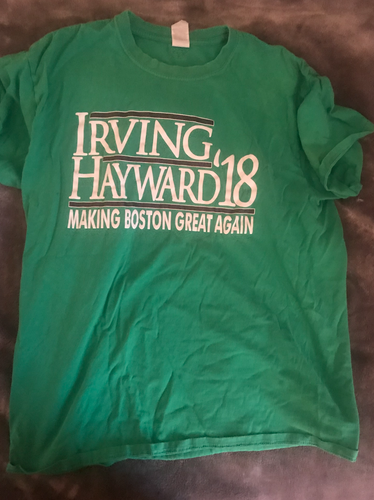 Boston Celtics "Irving Hayward 18 Make Boston Great Again" Shirt Men's Large