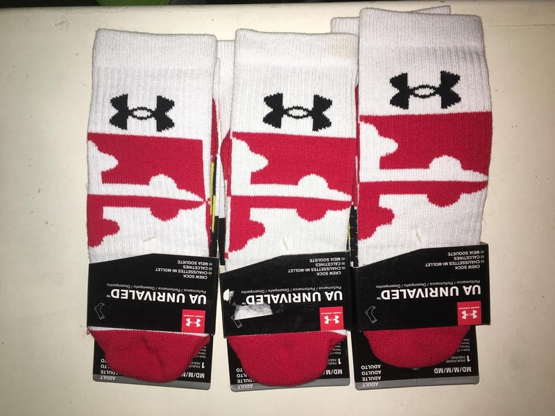 3 PAIRS UNDER ARMOUR MARYLAND TERPS FLAG SOCKS MEDIUM (4-8.5) retail $45