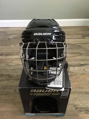 NEW Bauer Re-Akt 100 Hockey Helmet Combo Senior Medium Black