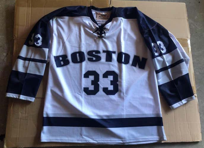 Custom Boston Police Hockey Jersey With Sox Both Are Men XL. Sox Is A 30 Inch