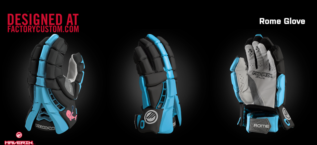 CUSTOM PINK WHALES New Maverik Rome Lacrosse Gloves