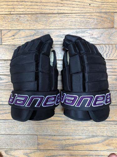 Bauer 14 Inch Pro Team Hockey Gloves (Black/Purple)