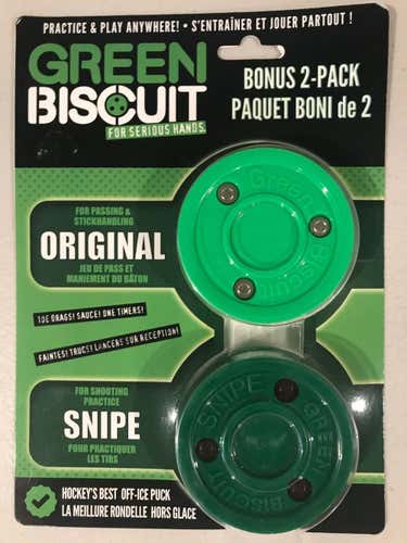 (2-Pack) Green Biscuit Practice Pucks (Combo / Bundle) - BLOWOUT!!!!