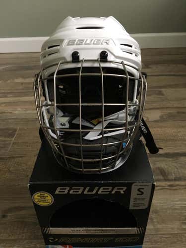 NEW Bauer Re-Akt 100 Hockey Helmet Combo Senior Small White