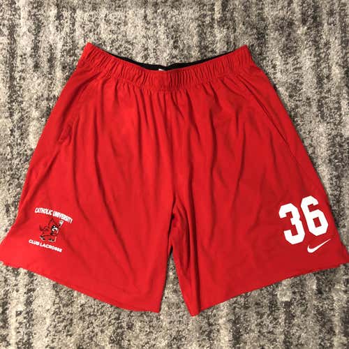 Nike Catholic University Of America Club Lacrosse Shorts Red #36