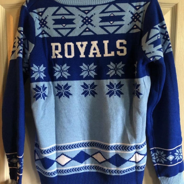 Kansas City Royals Sweater Mens XL Blue Ugly Sweater Acrylic
