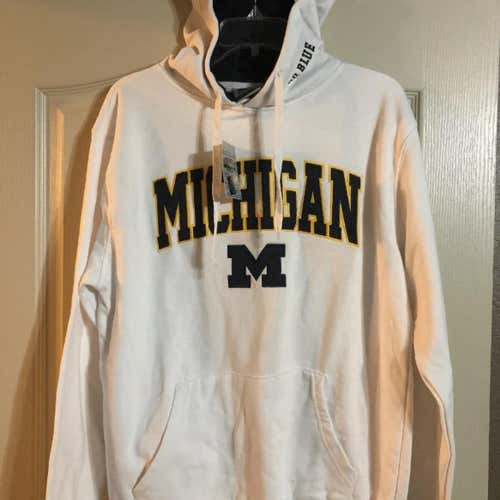 Michigan Wolverines Men’s White Long Sleeve Hoodie Sweatshirt NCAA Medium M New