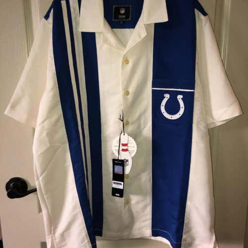 Indianapolis Colts Football Bowling Style Shirt NFL Button Up Collared Large L