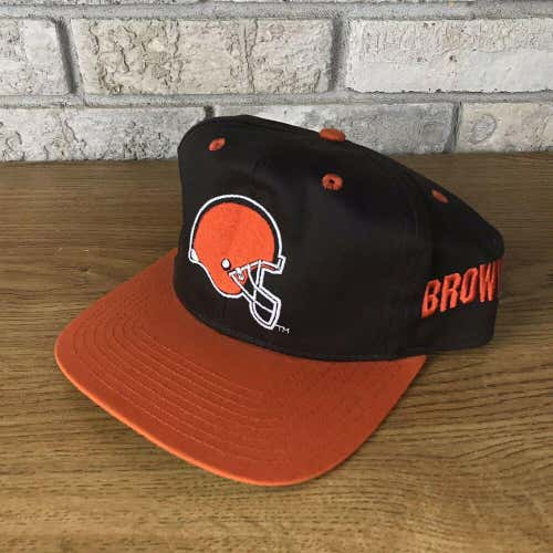 Vtg 90s Cleveland Browns EASTPORT Snapback Hat Cap Script Spellout Plain Logo OG