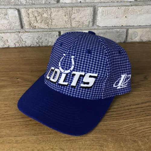 Vintage 90s Logo Athletic Indianapolis Colts Grid Strapback Hat Cap NFL Blue Vtg
