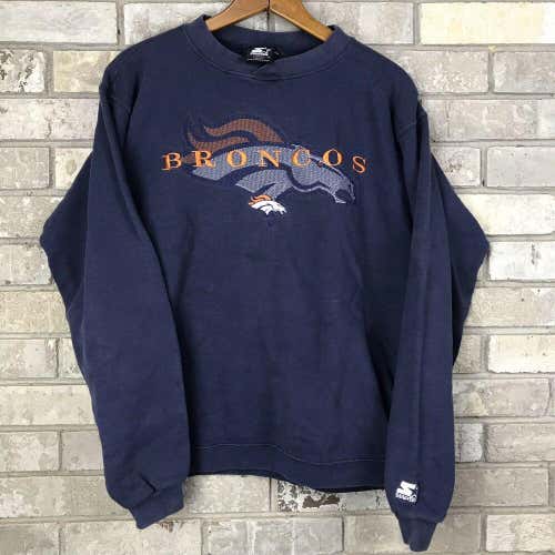 VTG Denver Broncos Starter Pullover Sweatshirt Blue Men's Size Medium Vintage OG