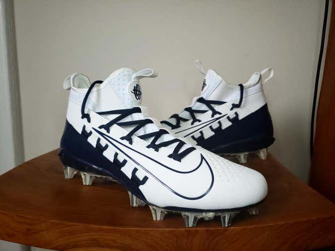 NIKE ALPHA HUARACHE 6 ELITE LAX CLEATS SHOES WHITE NAVY BLUE 880409-114