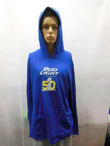 Bud Light Super Bowl 50 Hoodie Sweatshirt Blue XL lightweight