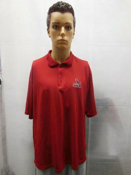 ST LOUIS CARDINALS Logo Men Red MLB Short Sleeve Golf Polo Shirt L Antigua