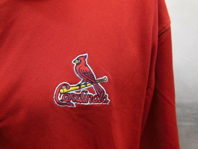 ST LOUIS CARDINALS Logo Men Red MLB Short Sleeve Golf Polo Shirt L Antigua