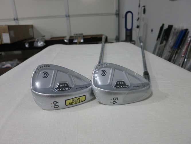Cleveland 588 RTX 2.0 Satin Chrome CB Wedge Set - 56* - 60* - Steel - NEW - LH