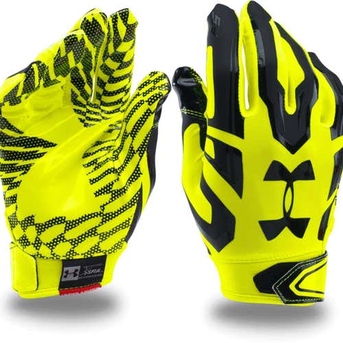 Under Armour F5 Volt Yellow/Black Receiver Gloves (Size L)