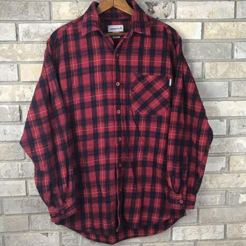 Carhartt Original Fit Heavy Flannel Shirt Red and Black Plaid Men’s Sz M Medium