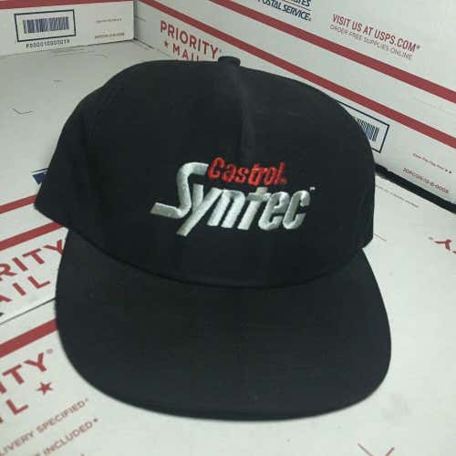 Vtg 90s Castrol Syntec Hat Cap Adjustable Snapback Trucker Motor Oil Trucker Gas